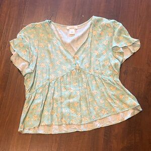 URBAN Romantics Mint Green Floral Blouse